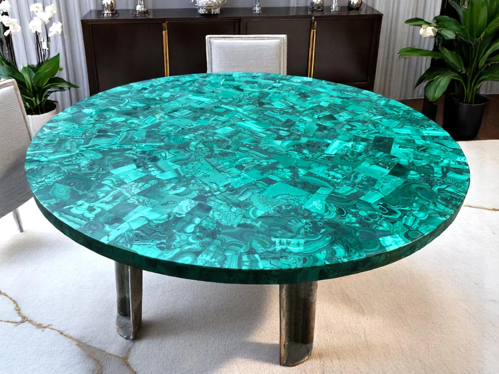 Malachite Stone Round Console Table 